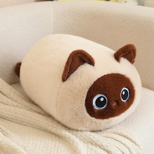 Yiran Health & Beauty Kawaii Katze Plüschtier, Schwarze Siamkatze, Stofftier - Bild 1
