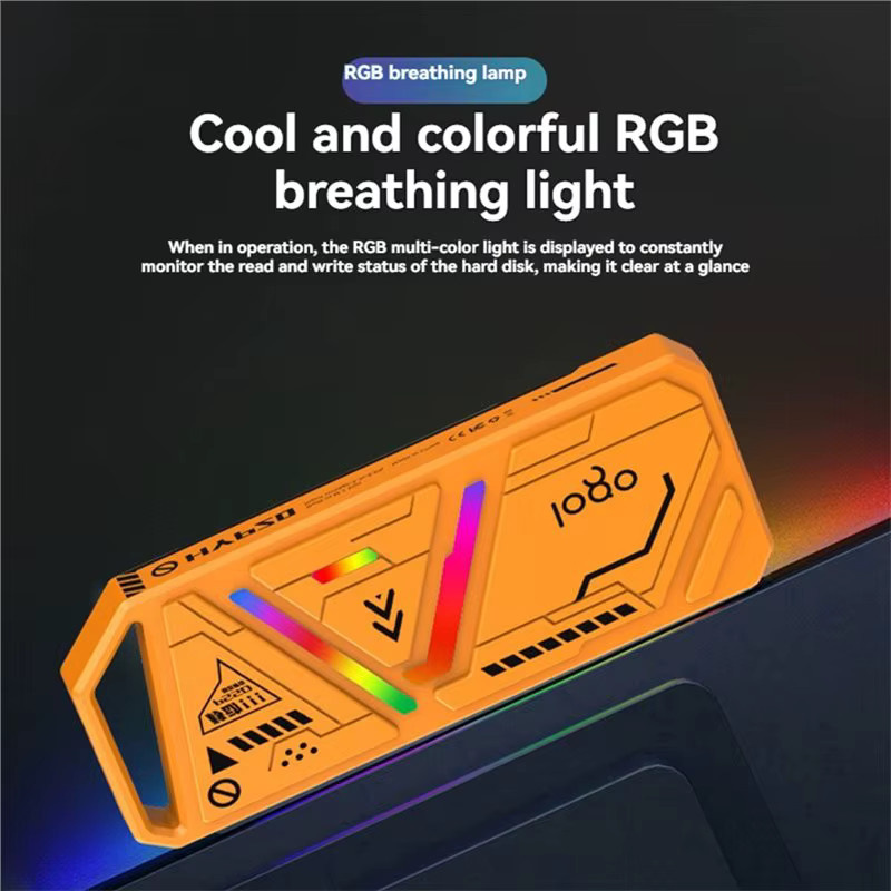 ABZZ M.2 SSD-Gehäuse Tragbares USB 3.1 Typ-C RGB Gehäuse für NGFF/NVME SSD mit 10 Gbit/s in Orange - Bild 3