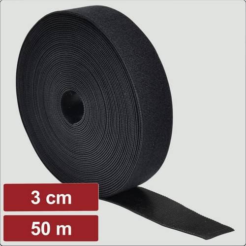 Electronic Garage Klettband zum Bündeln mit Haft- und Flauschteil, Schwarz, Breite: 3 cm, Länge: 50 m - Bild 1