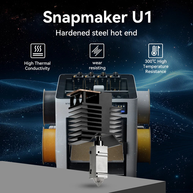 Snapmaker U1 Hotend-Kit mit gehärteter Stahldüse in 0,2 mm, 0,4 mm und 0,6 mm für FDM-Drucker - Bild 1