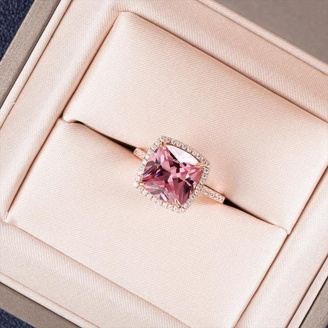 Wucifang Jewelry Ring 925 Silber, Morgan-Rosa-Edelstein, Zirkonia, Damen - Bild 1