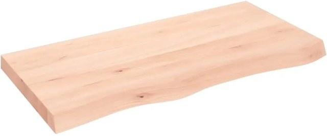 vidaXL Wandregal aus Massivholz Eiche Unbehandelt in Braun, B/H/T: 100 x 50 x 2-6 cm - Bild 1