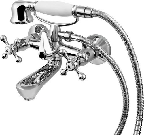 WELLWATER Zweigriffarmatur für das Waschbecken aus Messing, verchromt in Silber - Bild 1