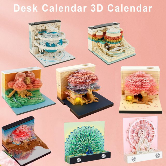 3D-Notizblock mit LED-Licht und 2024 Kalender zum Papier schnitzen in Multicolour - Bild 1
