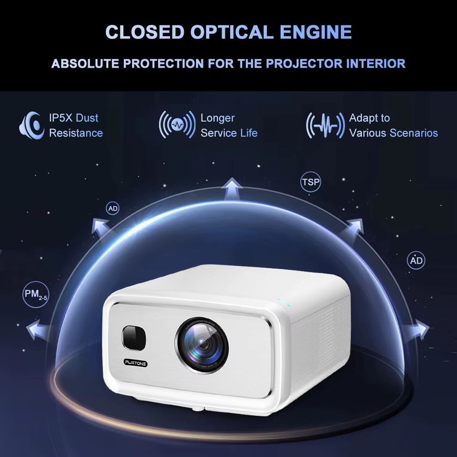 Flixtone D10S Smart Heimkino-Videoprojektor mit Android 15, 4K HDR10+, 4000 ANSI, Autofokus und Keystone-Korrektur, Weiß - Bild 4