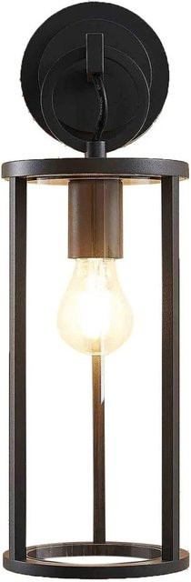Lucande Wandleuchte Außen Emmeline Laterne Schwarz aus Aluminium und Glas, 1-flammig, E27, IP54, H: 45,0 cm, B: 17,8 cm, T: 15,0 cm - Bild 1