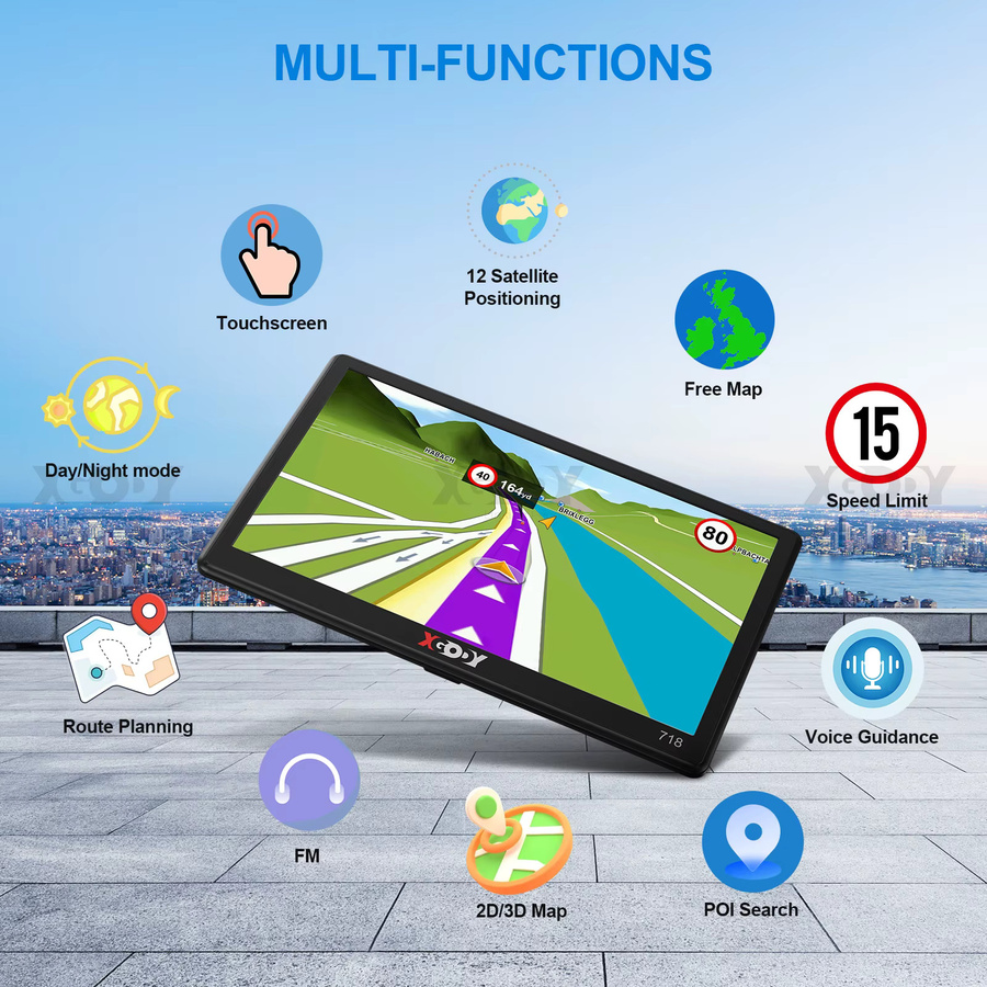 XGODY 7-Zoll GPS Navigationsgerät für PKW und LKW mit 16 GB Speicher und kapazitivem Bildschirm in Schwarz - Bild 4