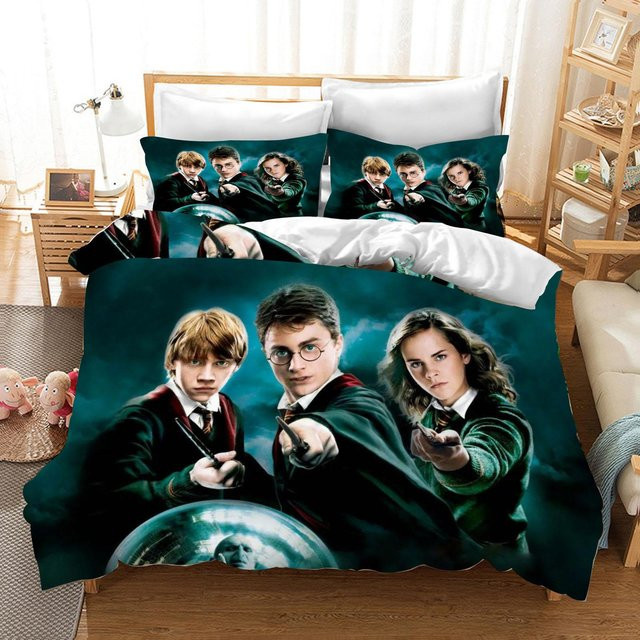Somelli Harry Potter Bettwäsche-Set aus Polyester in Schwarz mit Motiv für Kinder, B/H: 135 x 200 cm - Bild 1