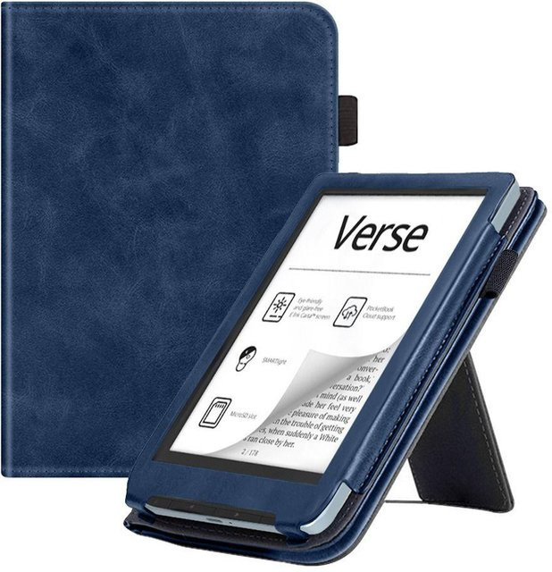 YNsanqi Smart Case Schutzhülle mit Handschlaufe und Ständerfunktion für Pocketbook Verse und Verse Pro, Dunkelblau - Bild 1