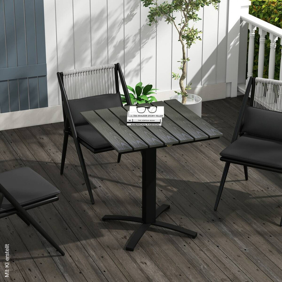 Outsunny Gartentisch aus Holz in Grau für Garten und Terrasse, B/T/H: 70 x 70 x 76 cm - Bild 2