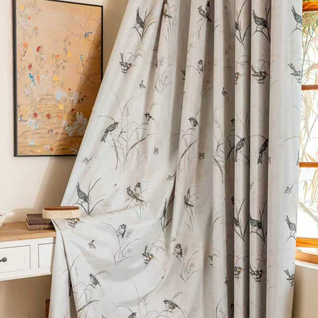 CENTURyMiG Verdunkelungsvorhang mit Vintage-Print in Grau, Breite: 100 cm, Höhe: 200 cm - Bild 1