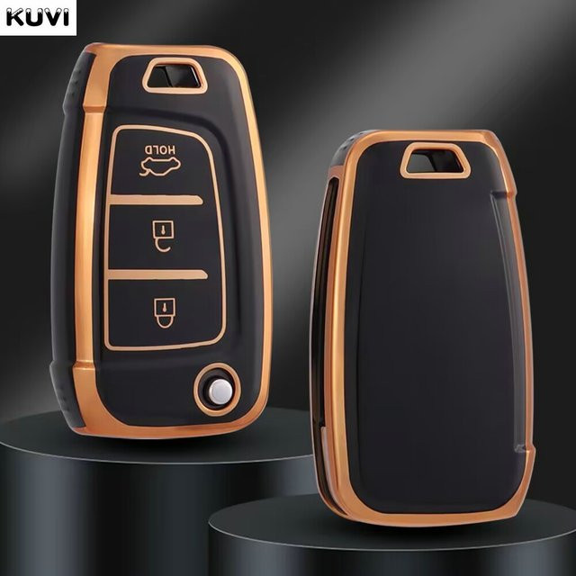 Kuvi TPU Auto Flip Schlüsselhülle für Hyundai Elantra Solaris Tucson i30 i35 i40 KONA Genesis Santa Fe Azera - Bild 1