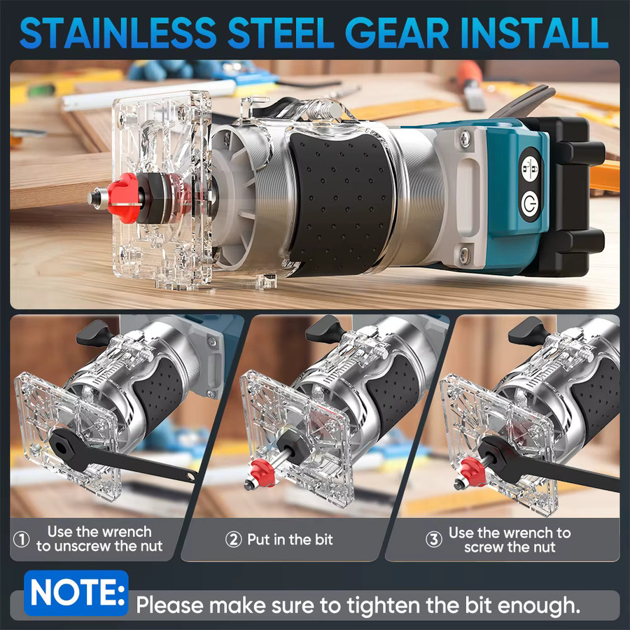Makita Bürstenloser elektrischer Holzfräser in Blau für 18 V Akku - Bild 3