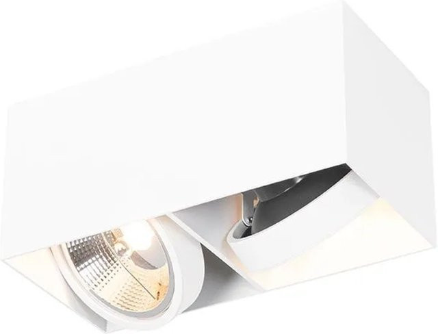 QAZQA Designstrahler Weiß Rechteckig aus Aluminium mit 2 Leuchten und GU10 Fassung dimmbar - Bild 1