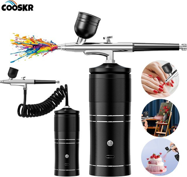 Cooskr Airbrush Mit Kompressor, Schwarz - Bild 1