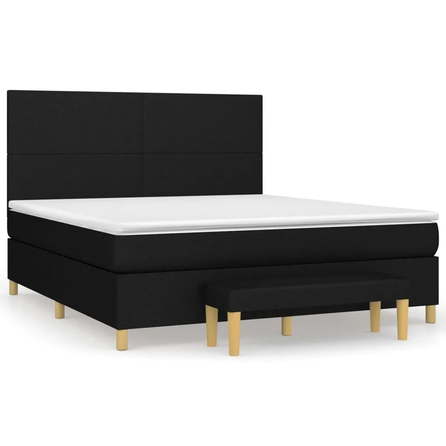 vidaXL Boxspringbett Hybrid mit Matratze und Kopfteil, Schwarz, B/T/H: 180 x 200 x 128 cm - Bild 2
