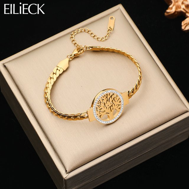 EILIECK Armband, Edelstahl, Gold, Baum des Lebens Charm, Damen - Bild 1