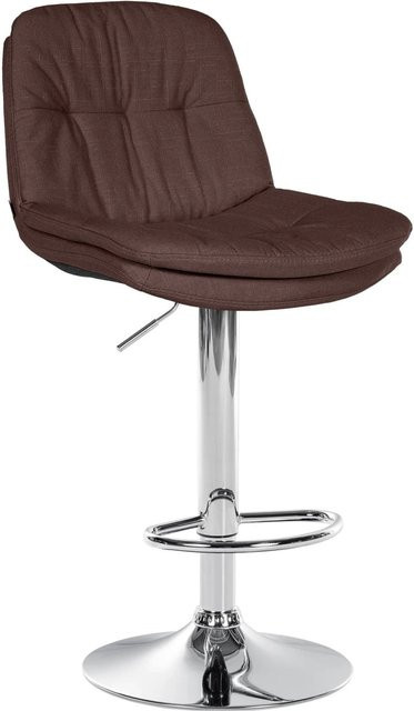 DELUKE Barhocker MITUN in Braun mit Stoffbezug und silbernem Gestell, höhenverstellbarer Barstuhl mit Lehne und 360 Grad Drehbarkeit, B/T/H: 46 x 54 x 92 cm - Bild 1