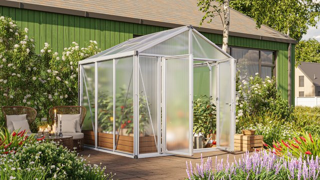 Vitavia Gewächshaus Zeus Comfort 6200 aus Aluminium Eloxiert mit Polycarbonat-Verglasung und Satteldach - Bild 1