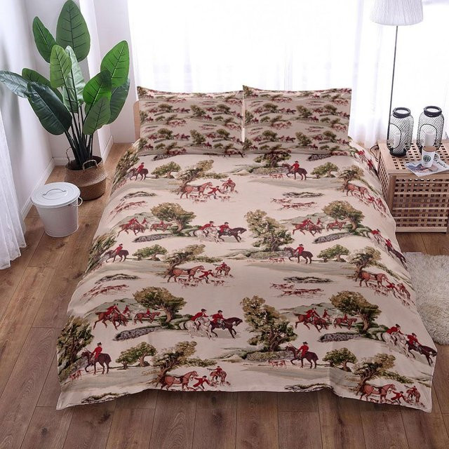 Bettwäsche Set Mamou Wildjagd Retro in Beige aus Mikrofaser, B/H: 140 x 200 cm - Bild 1