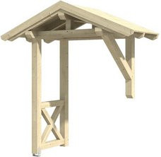 Skan Holz Haustür-Vordach Siegen 3 aus nordischer Fichte in Natur Beige, Breite: 247 cm, Tiefe: 116 cm - Bild 1