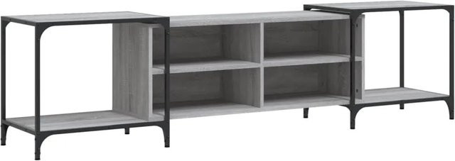 vidaXL TV-Schrank im Industrial-Design aus Holzwerkstoff und Metall, Grau, B/T/H: 203 x 37 x 50 cm - Bild 1