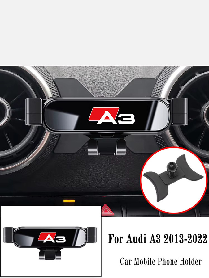 Handyhalterung für Audi A3 S3 8V (2014-2025) zur Lüftungsschlitzbefestigung mit Schwerkraft-Mechanismus für GPS-Navigation, Schwarz - Bild 5