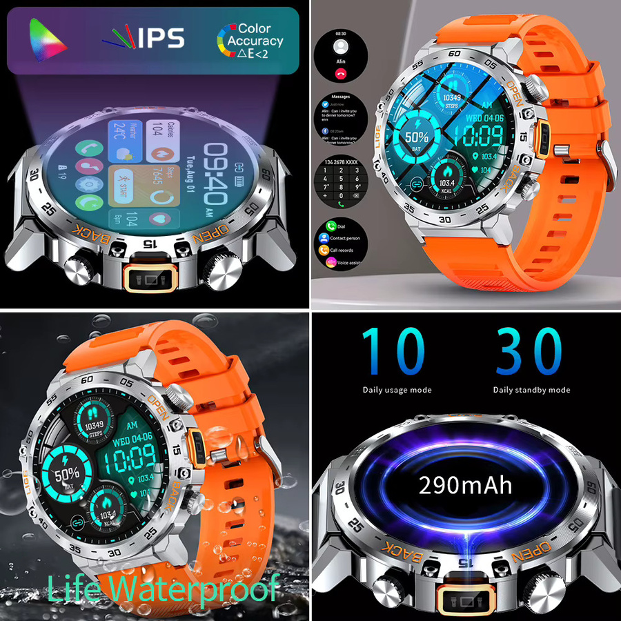 LIGE Smartwatch für Herren in Schwarz mit Ultra HD Bildschirm, LED-Taschenlampe, Bluetooth-Anruffunktion und Wasserdichtigkeit - Bild 5