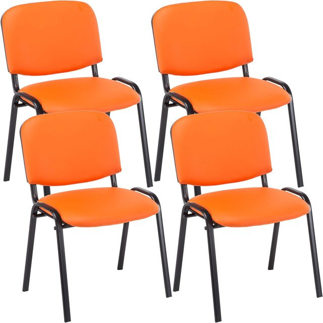 CLP 4er Set Besucherstühle Ken aus Kunstleder mit robustem Metallgestell, stapelbare Polsterstühle mit Rückenlehne - Bild 1