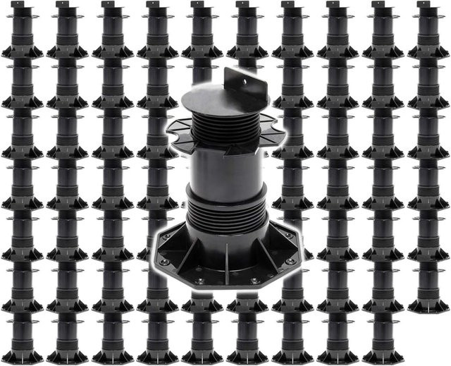 Xpotool Set 70 Stelzlager für Terrassen in Schwarz, höhenverstellbar von 137 mm bis 215 mm, Tragkraft 2700 kg - Bild 1