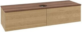 V&B Waschtischunterschrank Antao mit Frontstruktur in Walnut und Honey Oak, B: 160 cm, T: 50 cm - Bild 1