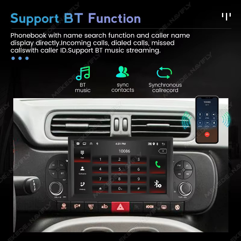 MEKEDE 7 Zoll Multimedia-Player für Fiat Panda 2013 - 2020 mit Carplay und Audio Stereo in Schwarz - Bild 4