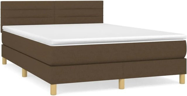vidaXL Boxspringbett mit Matratze und Kopfteil in Braun, B/T/H: 140 x 190 cm - Bild 1