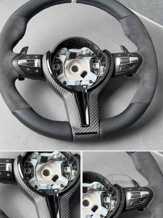 Sportlenkrad aus Alcantara für BMW F30 F10 F31 F20 E60 E90 in Schwarz - Bild 7
