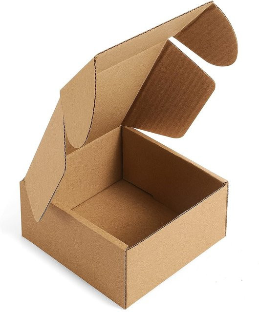 10 quadratische Versandkartons aus Wellpappe in Braun für Verpackung und Umzug - Bild 1