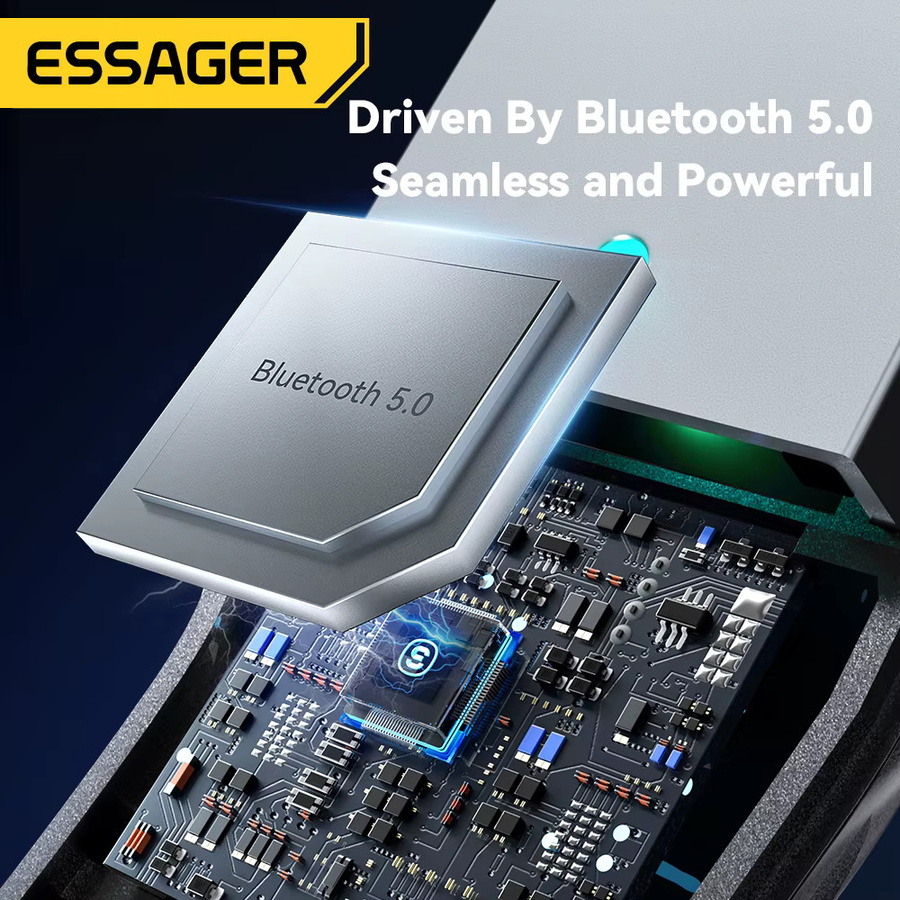 Essager Bluetooth 5.0 Aux-Adapter in Schwarz: Kabelloser Bluetooth-Empfänger für das Auto mit USB auf 3,5-mm-Klinkenstecker, Audio-Streaming und Freisprecheinrichtung mit Mikrofon - Bild 4