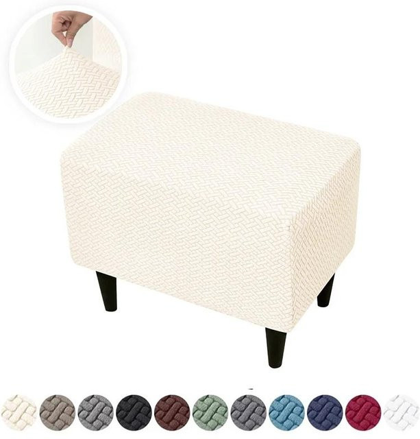 Dehnbarer Ottomanenbezug von Yiran Furniture in Jacquard-Optik, rechteckig, 100% Polyester - Bild 1