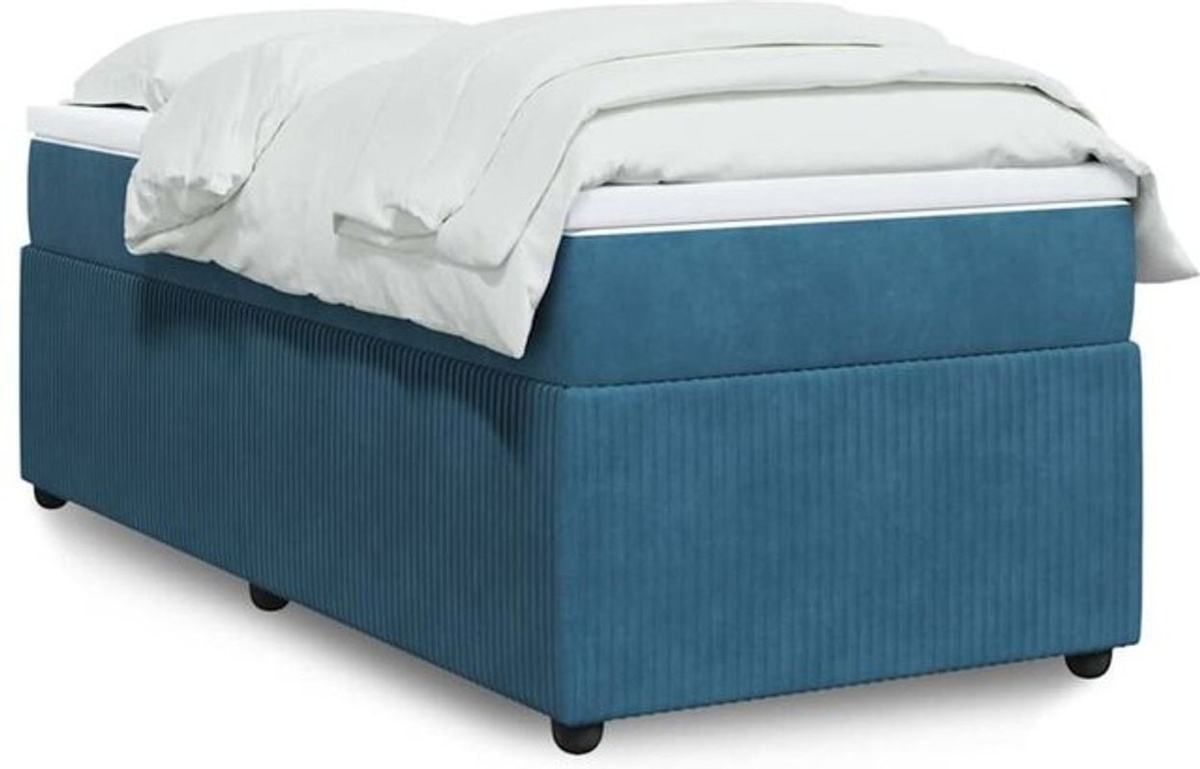 vidaxl Boxspringbett mit Matratze in Blau aus Samt, B/T/H: 200 x 80 x 46 cm - Bild 1