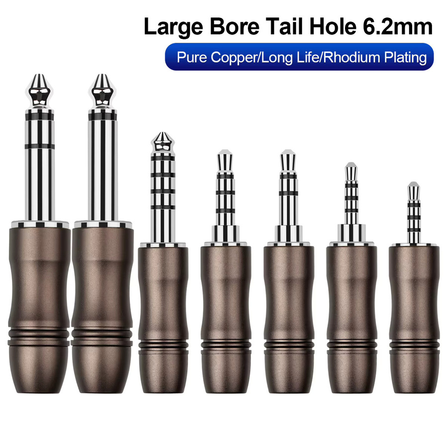QYFANG Klinkenstecker Set rhodiniert in Silber mit 6,35 mm Mono, 6,35 mm Stereo sowie 4,4 mm, 3,5 mm und 2,5 mm Anschlüssen - Bild 2