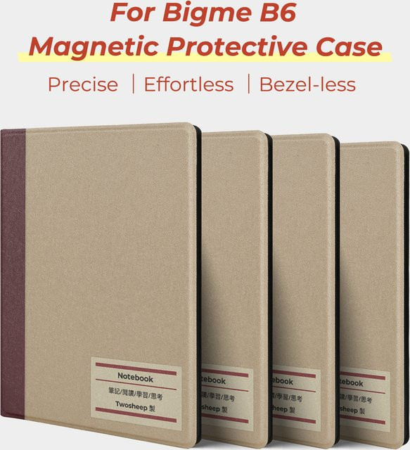 Twosheep Smart Folio Cover-Hülle für Bigme B6 Case 6 Zoll in Beige mit magnetischer Befestigung und automatischer Schlaf- und Wachfunktion im Notebook-Stil - Bild 1