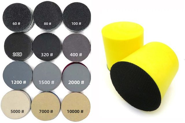 Vibratite 50er Set Handschleifblöcke mit Schleifpapier für Holz, 2 Zoll, Nass- und Trockenschleifen mit Hakenschlaufenbefestigung - Bild 1