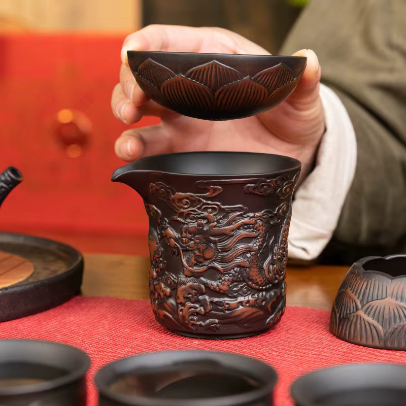 JIANGXINSHE Tee-Krug aus lila Keramik für Kung Fu Tee-Sets, Retro Chahai Tee-Teiler, 0,12 l - Bild 3