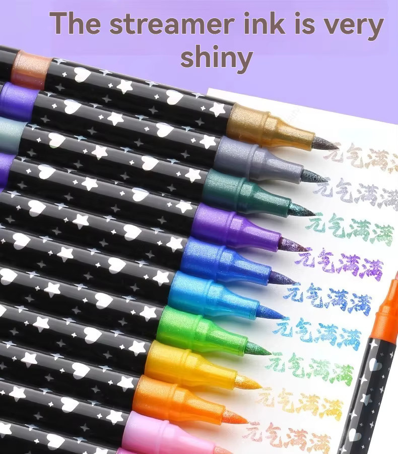 Haile Glitzer Marker mit Doppelspitzen in Multicolour für DIY-Kunst und Grußkarten - Bild 3