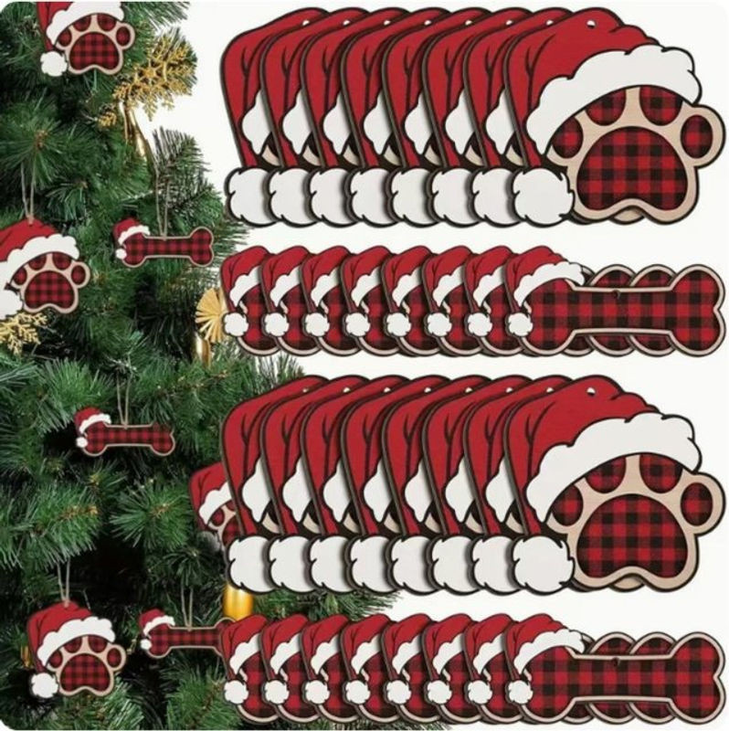 Hängeornament Hundepfote aus Filz in Rot für deinen Weihnachtsbaum - Bild 1