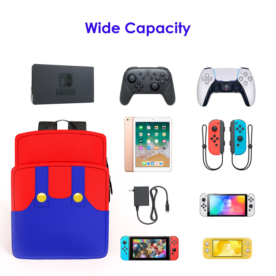 Tragbare Reisetasche für Nintendo Switch, Lite und OLED als Rucksack oder Schultertasche in Rot - Bild 5