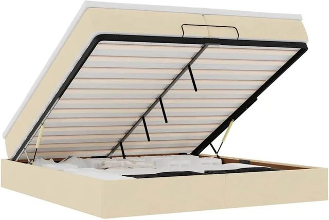 vidaXL Ottoman-Bett mit Matratze in Creme und Beige, modernes Polsterbett mit Lift-up-Funktion, B/T: 200 x 200 cm - Bild 1