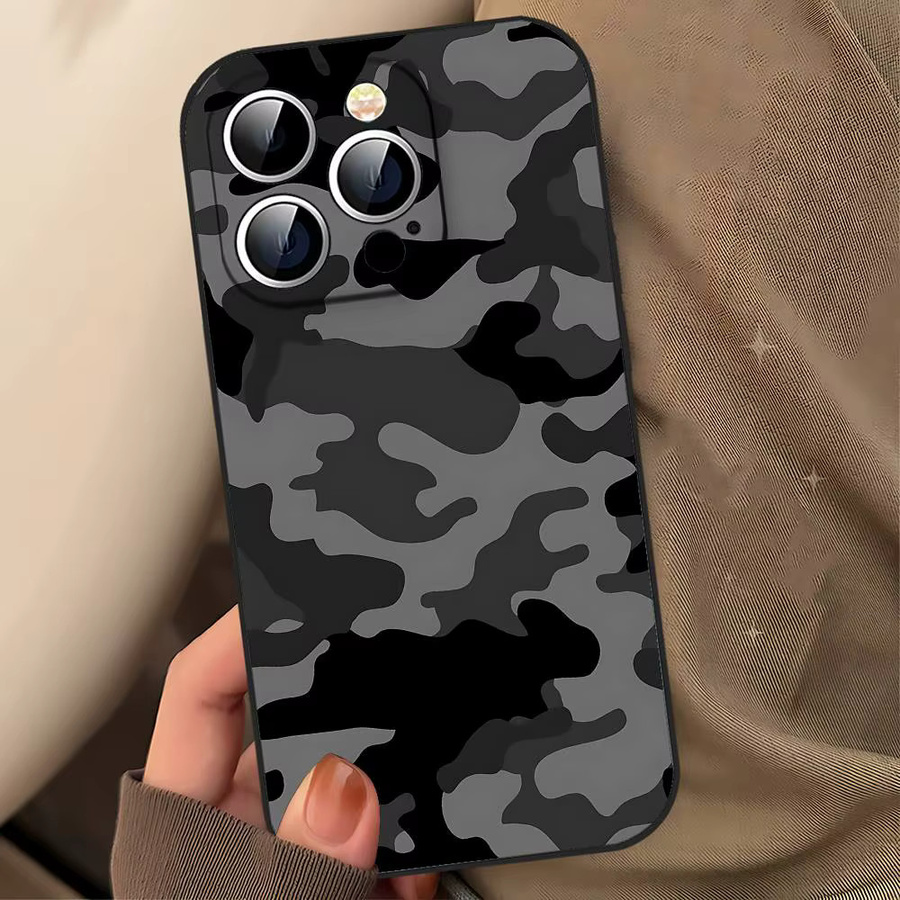 Modische Camouflage-Handyhülle in Schwarz für iPhone 17, 16, 15, 14, 13, 11 Pro Max, Plus, X, XR, XS Max und 13 Mini - Bild 3