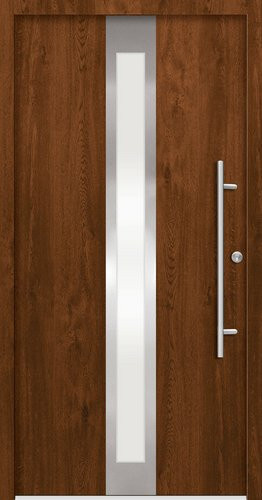 Splendoor Haustür RHODOS Prime aus Aluminium in Nussbaum Braun mit Glaseinsatz, Höhe: 210,0 cm, Breite: 110,0 cm, Tiefe: 7,0 cm - Bild 1