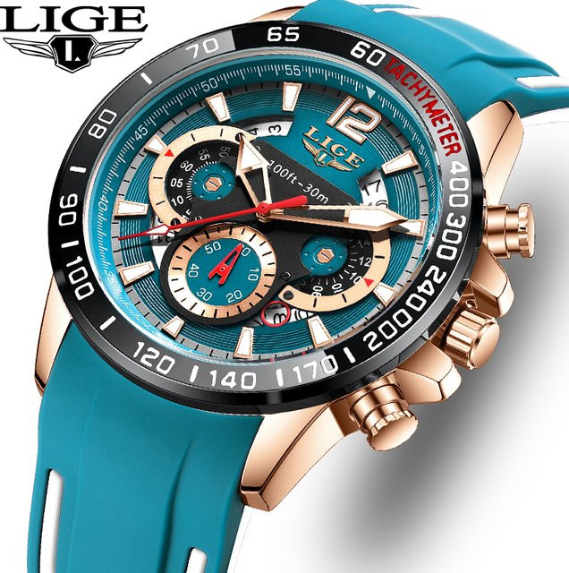 LIGE Armbanduhr Quarz, Silikon, Roségold, Herren - Bild 1