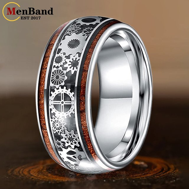 MenBand Zahnradring Wolfram, Holzeinlage, Silber, Unisex - Bild 1